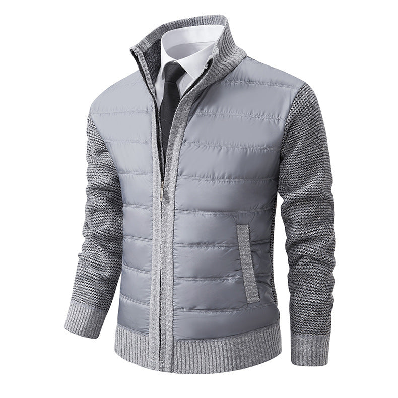 Men's Fleece-Lined Cardigan Coat – Stand Collar & Thickened Layer