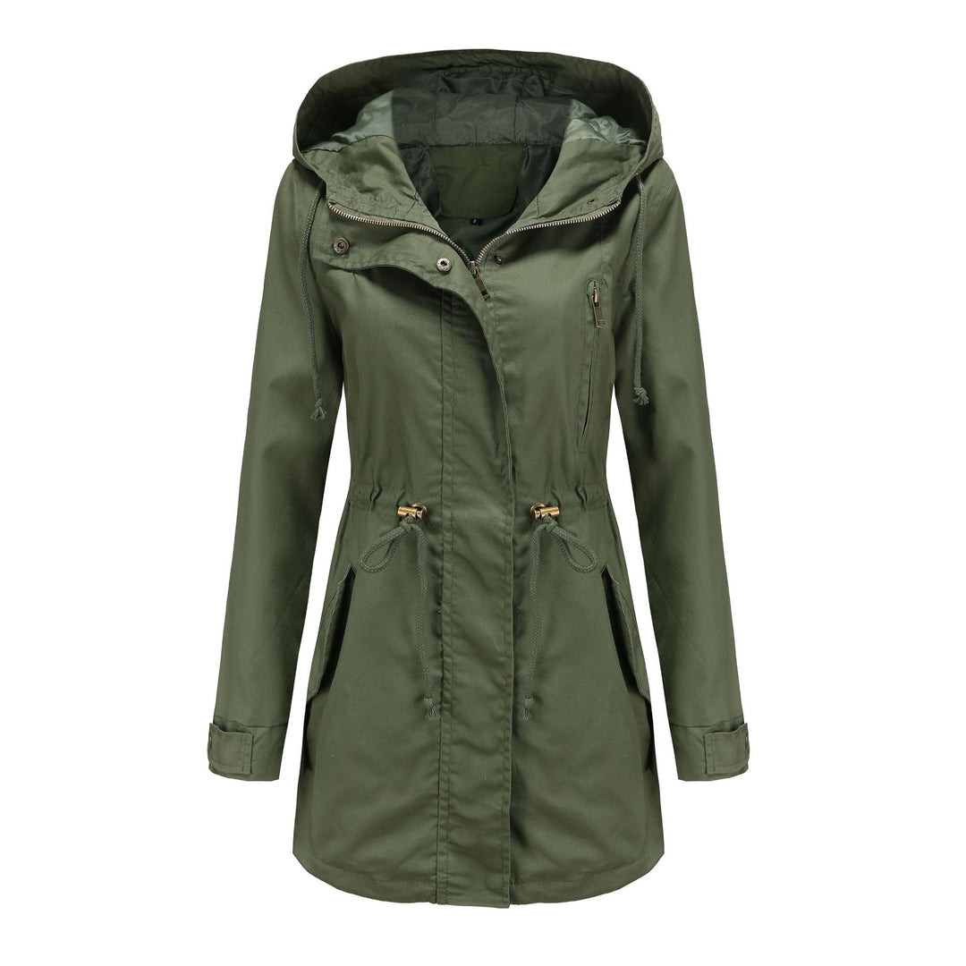 Women's Anorak Coat – Cotton, Mid-Length, Pockets, Straight Fit