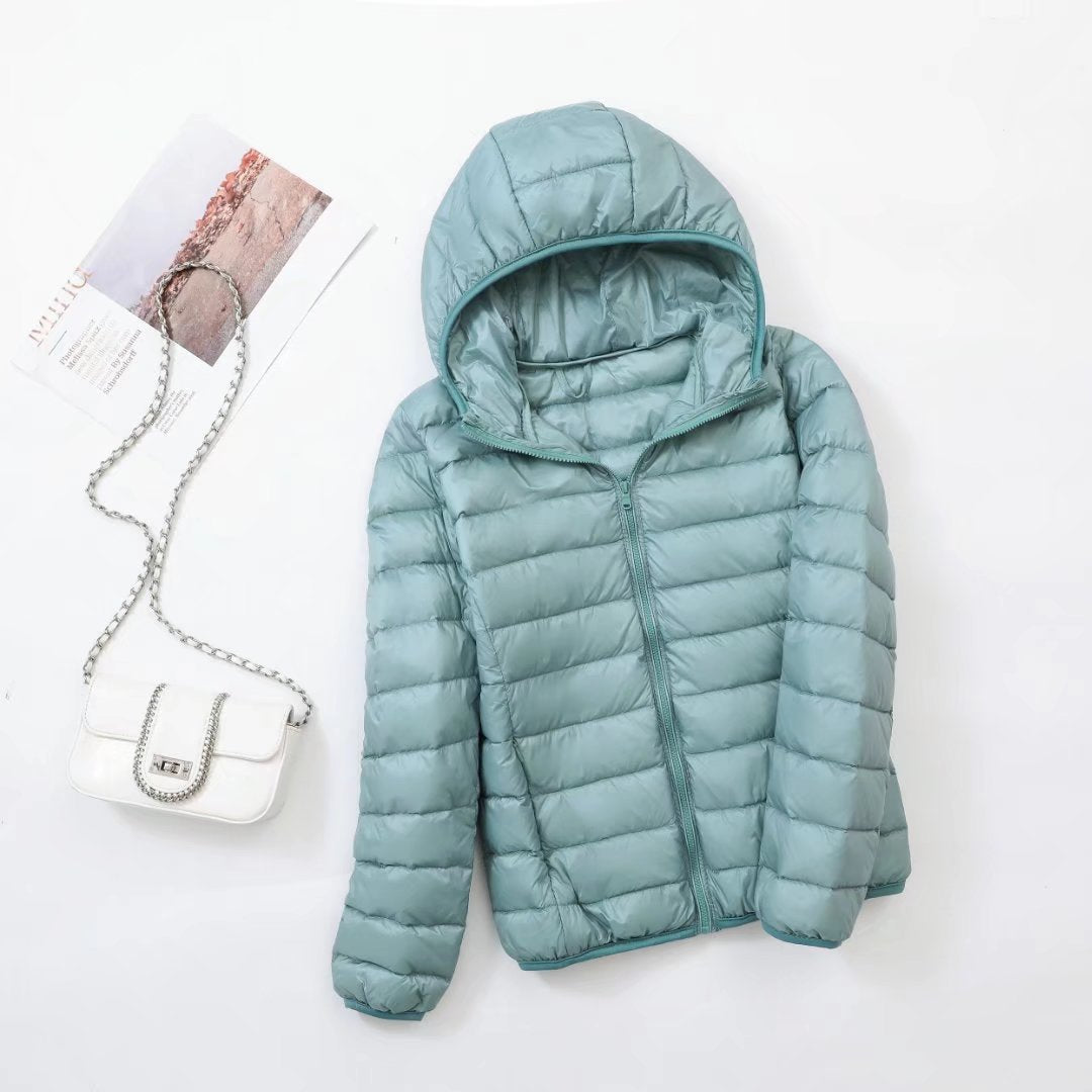 Women's Lightweight Down Jacket – Hooded Loose Fit