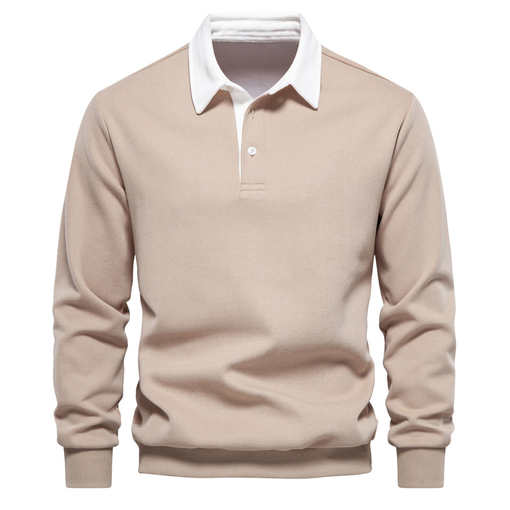Men's Polo Sweater – Knitted Cotton Blend Contrast Collar