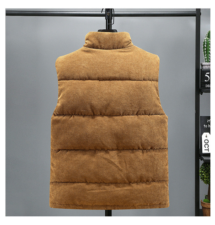 Men's Corduroy Padded Vest – Warm Quilted Slim Fit Layer