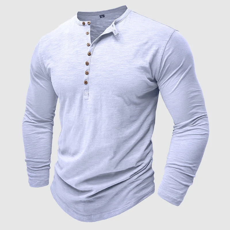 Men's Long Sleeve Cotton T-Shirt – Relaxed Pullover Fit