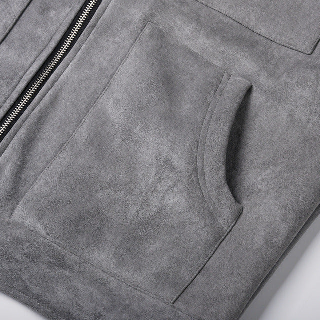 Men's Cotton Zip Jacket – Multi-Pocket Minimalist Design