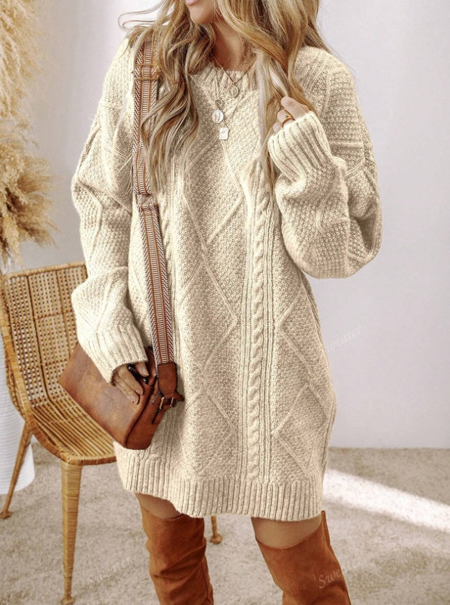 Women's Knit Sweater Mini Dress – High Waist Pullover Silhouette