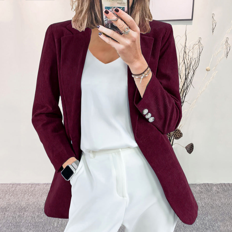 Corduroy Blazer for Women – Slim Fit Structured Jacket