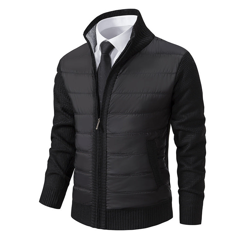 Men's Fleece-Lined Cardigan Coat – Stand Collar & Thickened Layer