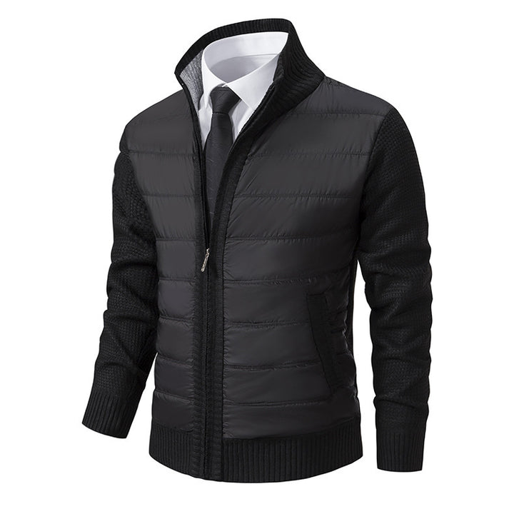 Men's Fleece-Lined Cardigan Coat – Stand Collar & Thickened Layer