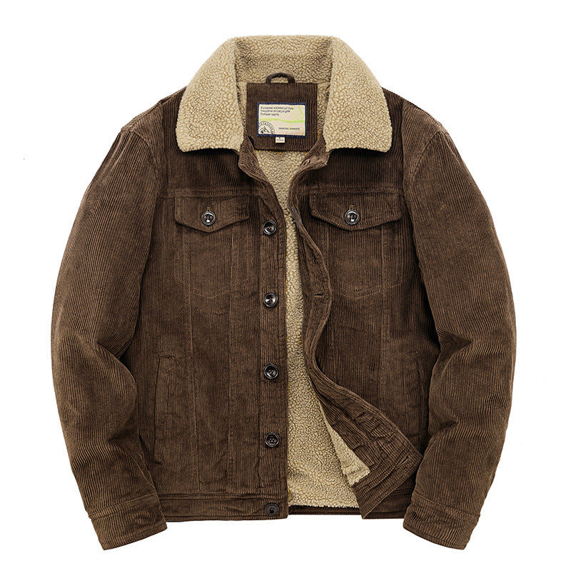 Men's Fleece-Lined Cotton Coat – Insulated Extra Thick Cardigan Coat