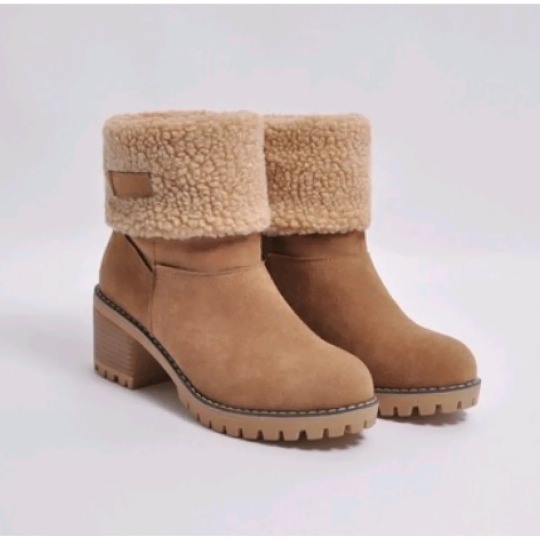 Women's Suede Mid-Tube Boot – Low Block Heel Winter Comfort