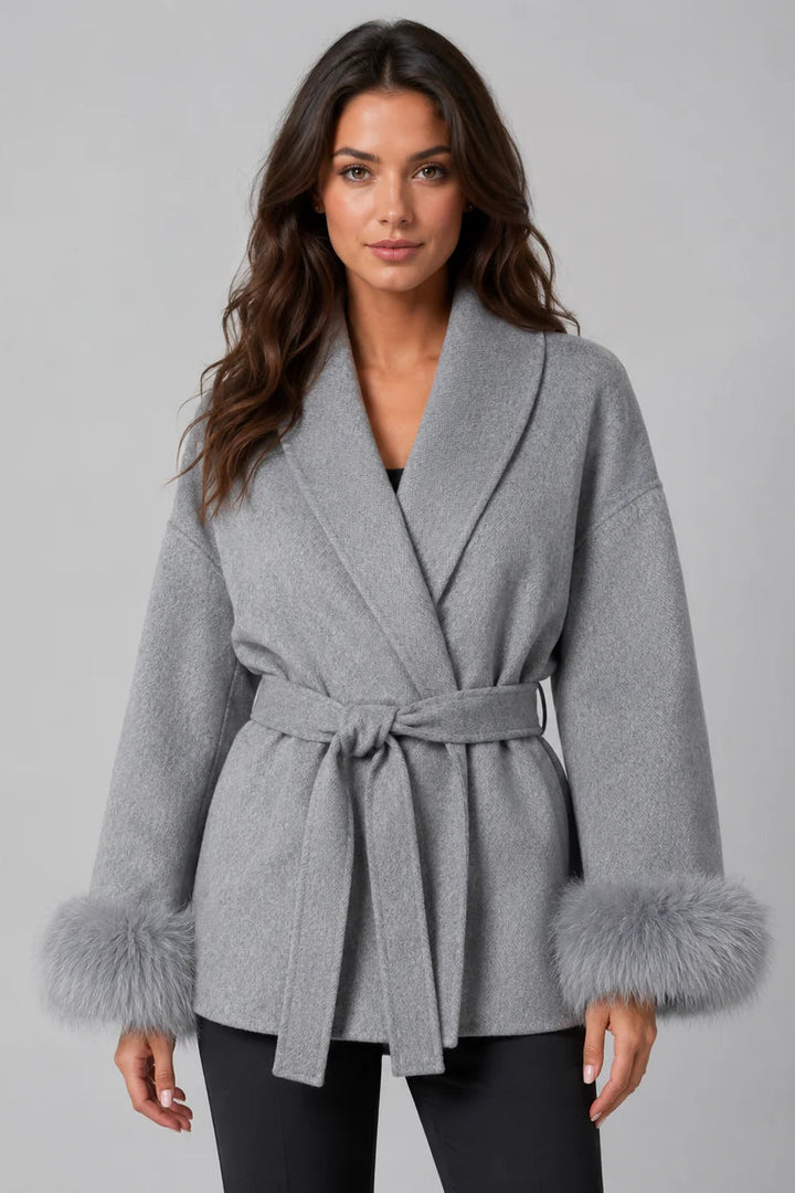 Women's Wool Overcoat – Double-Sided Regular Fit with Pocket Detail